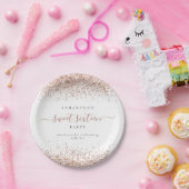 バラ金ゴールドグリッター名Sweet sixteenパーティー ペーパープレート (パーティー)