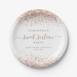 バラ金ゴールドグリッター名Sweet sixteenパーティー ペーパープレート