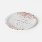 バラ金ゴールドグリッター名Sweet sixteenパーティー ペーパープレート (アングル)