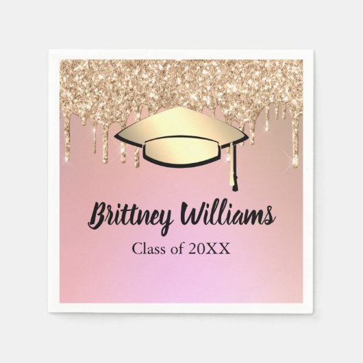 バラ金ゴールドグリッター大学院生 スタンダードカクテルナプキン (正面)