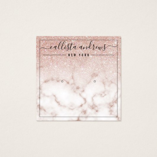 バラ金ゴールドグリッター大理石イヤリングディスプレイカード (正面)