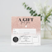 バラ金ゴールドグリッター大理石ギフト証明書ロゴ (スタンド正面)