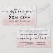 バラ金ゴールドグリッター大理石スパークル紙吹雪ギフト 割引カード (正面/裏面)