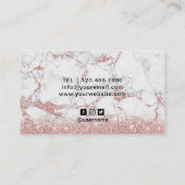 バラ金ゴールドグリッター大理石ドリップスリップメイクアップアーティスト 名刺 (裏面)