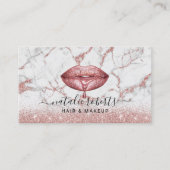 バラ金ゴールドグリッター大理石ドリップスリップメイクアップアーティスト 名刺 (正面)