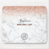 バラ金ゴールドグリッター大理石ロゴあなたの名前ボスレディ マウスパッド (正面)