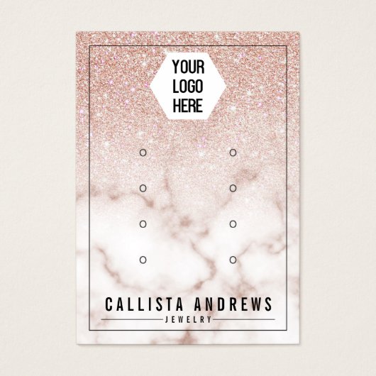 バラ金ゴールドグリッター大理石ロゴイヤリングディスプレイ (正面)