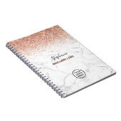 バラ金ゴールドグリッター大理石ロゴユアネームボスレディ ノートブック (右側)