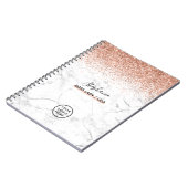 バラ金ゴールドグリッター大理石ロゴユアネームボスレディ ノートブック (左側)