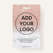 バラ金ゴールドグリッター大理石ロゴ社員の写真パス バッジ (裏面)