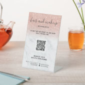 バラ金ゴールドグリッター大理石化粧デジタルQR価格 台座サイン (インサイチュ)