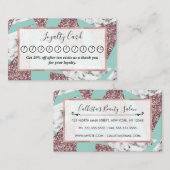 バラ金ゴールドグリッター大理石幾何三角形ティール(緑がかった色) ロイヤリティカード (正面/裏面)