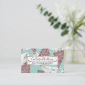 バラ金ゴールドグリッター大理石幾何三角形ティール(緑がかった色) 名刺 (スタンド正面)