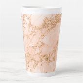 バラ金ゴールドグリッター大理石抽象芸術 カフェラテマグ (正面)