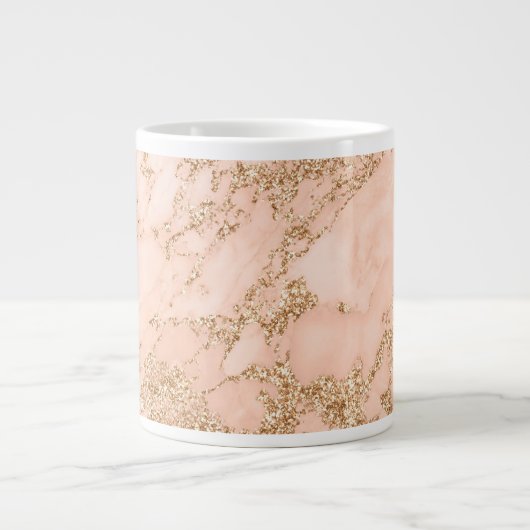バラ金ゴールドグリッター大理石抽象芸術 ジャンボコーヒーマグカップ (正面)