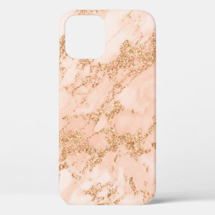 バラ金ゴールドグリッター大理石抽象芸術 iPhone 12 PROケース