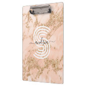 バラ金ゴールドグリッター大理石、スクリプト名Whtモノグラム クリップボード (左)