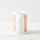 バラ金ゴールドグリッター大理石、スクリプト名Whtモノグラム ボーンチャイナマグカップ (裏面)