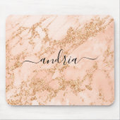 バラ金ゴールドグリッター大理石、ブラックスクリプト名 マウスパッド (正面)