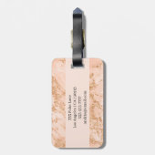 バラ金ゴールドグリッター大理石、ブラックスクリプト名 ラゲッジタグ (裏面縦)