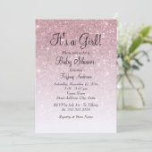 バラ金ゴールドグリッター女の子ベビーシャワー 招待状 (スタンド正面)