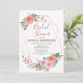 バラ金ゴールドグリッター幾何フローラブライダルシャワー 招待状 (スタンド正面)