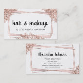 バラ金ゴールドグリッター幾何学的ヘアメイクアップ 名刺 (正面/裏面)