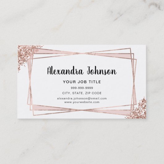 バラ金ゴールドグリッター幾何学的ヘアメイクアップ 名刺 (裏面)