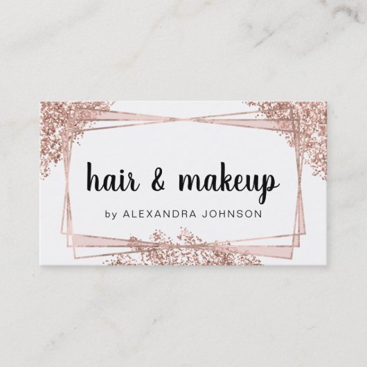 バラ金ゴールドグリッター幾何学的ヘアメイクアップ 名刺 (正面)