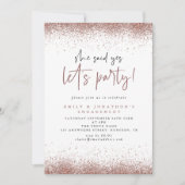 バラ金ゴールドグリッター彼女は言ったYes婚約パーティ 招待状 (正面)