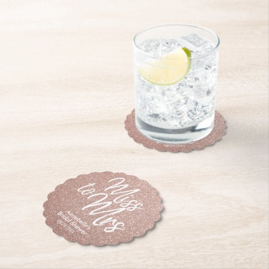 バラ金ゴールドグリッター恋しく思グラムへミセスブライダルシャワー ペーパーコースター (インサイチュ)