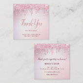 バラ金ゴールドグリッター感謝していドリップを挿入 スクエア名刺 (正面/裏面)