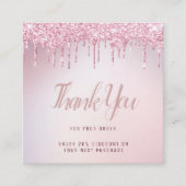 バラ金ゴールドグリッター感謝していドリップを挿入 スクエア名刺 (正面)