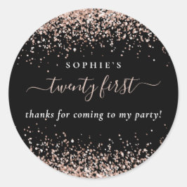 バラ金ゴールドグリッター感謝してい名21th Birthday Black ラウンドシール