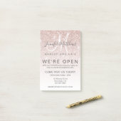 バラ金ゴールドグリッター我々はオープンサロンCOVID Safe ポストイット (デスク上)