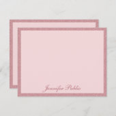 バラ金ゴールドグリッター手書きスクリプトテンプレート ノートカード (正面/裏面)