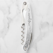 バラ金ゴールドグリッター手書きスクリプト名前をカスタムするW ソムリエナイフ (正面)