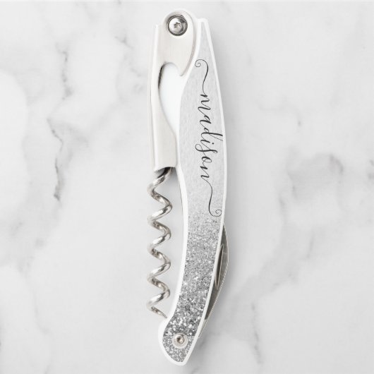 バラ金ゴールドグリッター手書きスクリプト名前をカスタムするW ソムリエナイフ (正面)