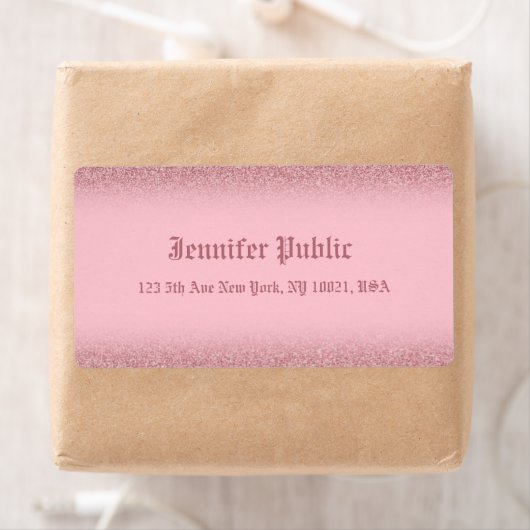 バラ金ゴールドグリッター手書きテンプレート エレガント ラベル (インサイチュ)