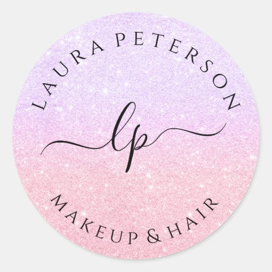 バラ金ゴールドグリッター手書き筆跡 ラウンドシール (正面)