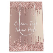 バラ金ゴールドグリッター抱き枕カスタム付文字 ミディアムペーパーバッグ (裏面)