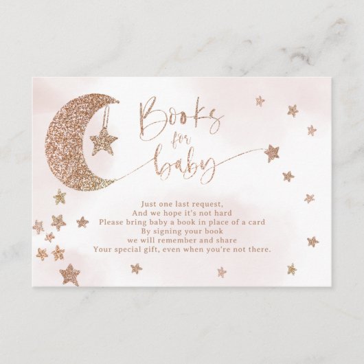 バラ金ゴールドグリッター月の星の雲は本をもたらす エンクロージャーカード (正面)