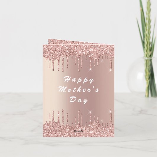 バラ金ゴールドグリッター母の日カード私はあなたを愛ママ カード (裏面)