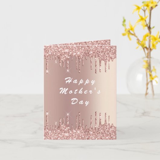 バラ金ゴールドグリッター母の日カード私はあなたを愛ママ カード (黄色い花)