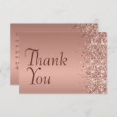 バラ金ゴールドグリッター気持ちバルミツワーありがとう サンキューカード (正面/裏面)