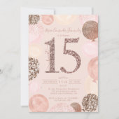 バラ金ゴールドグリッター気球赤面キンセアニェラ写真 招待状 (正面)