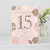 バラ金ゴールドグリッター気球赤面キンセアニェラ写真 招待状 (スタンド正面)