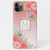 バラ金ゴールドグリッター水彩フローラモノグラム名 Case-Mate iPhoneケース (裏面)