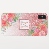 バラ金ゴールドグリッター水彩フローラモノグラム名 Case-Mate iPhoneケース (裏面(横))