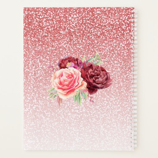 バラ金ゴールドグリッター水彩フローラ パーソナライズされた プランナー手帳 (裏面)